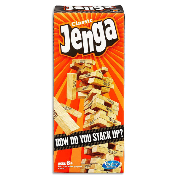 Classic Jenga Wooden Stacking Tower Board Game for Kids & Adults Genuine Hardwood Blocks, Stacking Tower Game for 1 or More Players