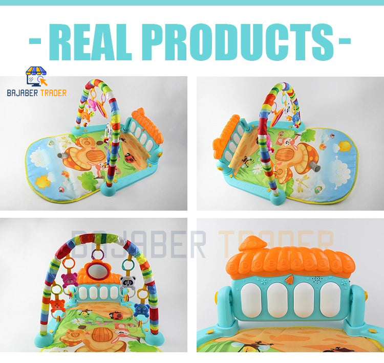 Huanger - 3 In 1 Newborn Baby Toddler Play Gym Piano Fitness Rack Mat