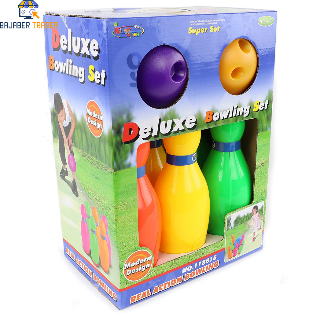 Toy Bowling Set For Kids  Toddlers 08 Pieces Includes 06 Pins 02 Balls Educational Early Learning Colorful Active Play Sport Game