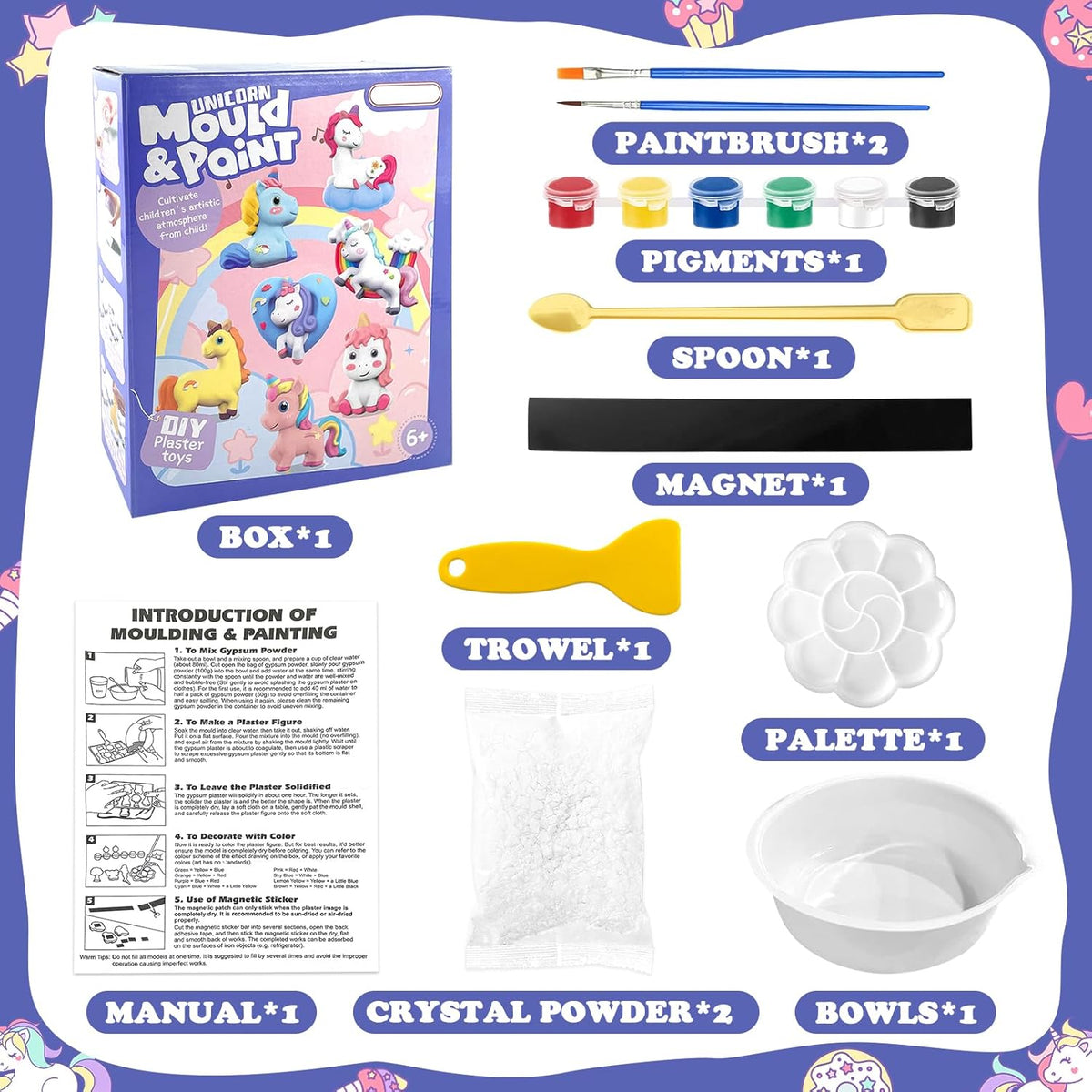 DIY Plaster Mould And Painting Set Ceramic Painting Kit With Acrylic Paints Set For Kids, Art and Craft Kit Painting Kit for Kids, Girls, Boys