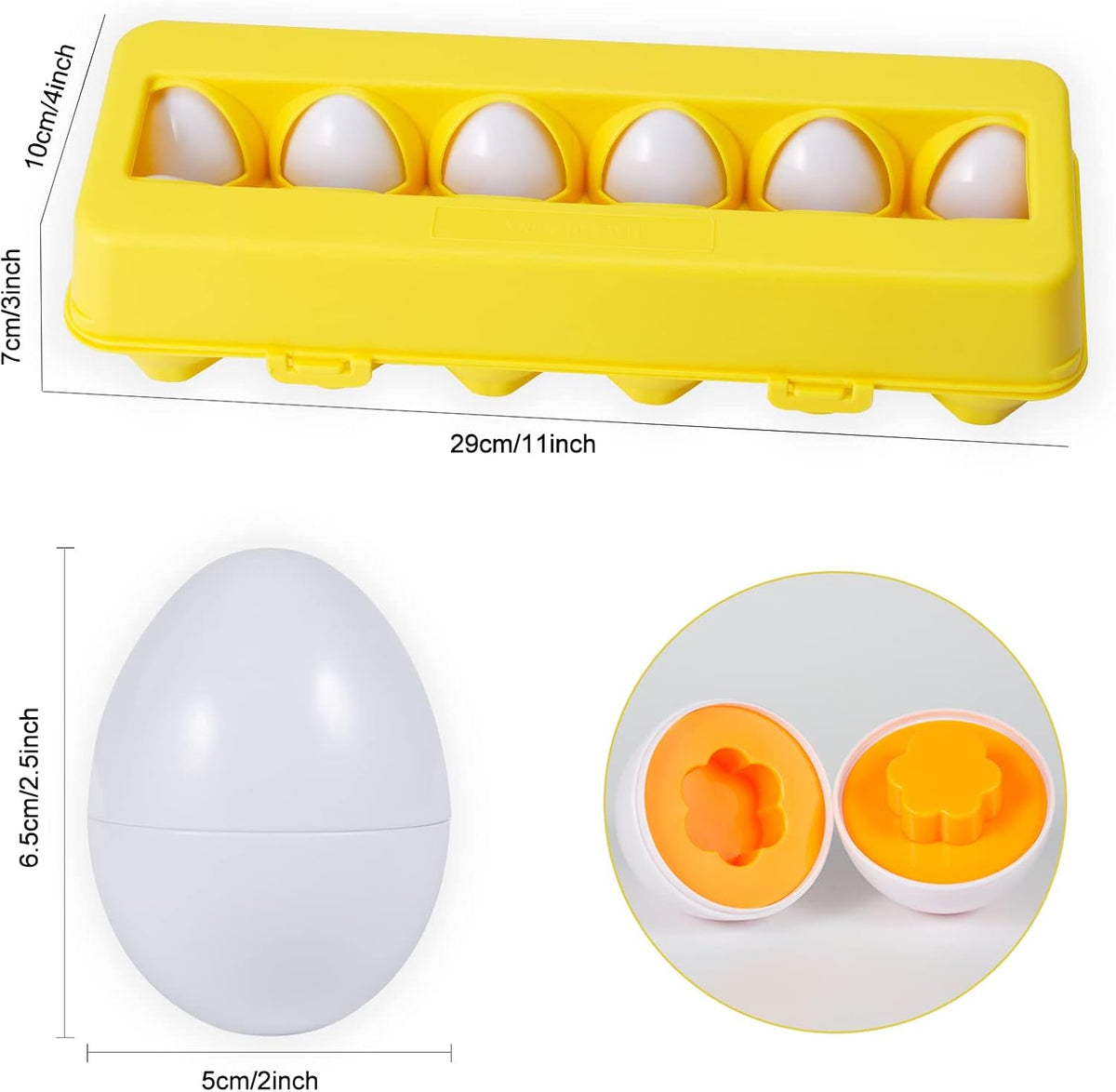 12 Eggs Shape Sorting & Color Recognition Toy for Toddlers Kids Montessori Education Preschool Game Easter Eggs Toy for Children