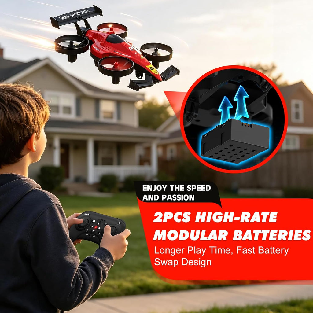 2in1 RC Flying Car for Kids Ages 6-12, Land And Air Modes Features 360°Flips, Altitude Hold, LED Lights, Indoor Outdoor Play, for Boys Girls 8-14 Year Olds