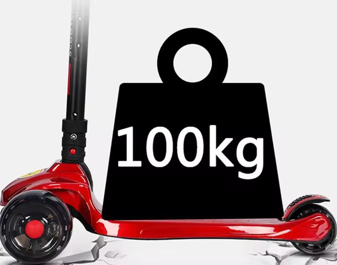 Ferrari Scooty For Kids 3 Wheel Foldable Adjustable Scooter With LED Lights Ferrari Kickboard Heavy Duty For 3to12 Years Kids