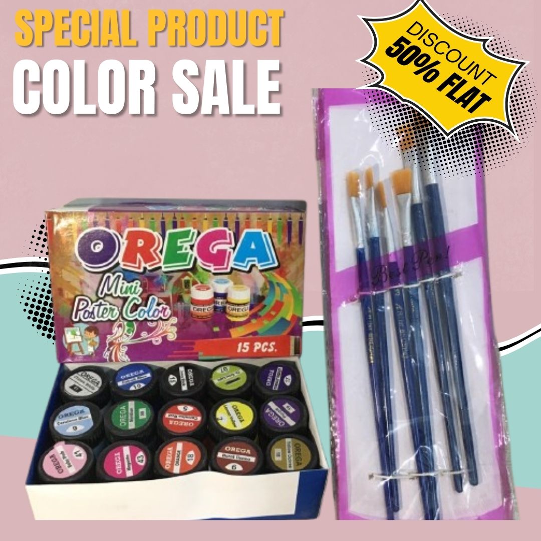 15 Orega Poster Color with 06pcs Imported Paint Brush Set