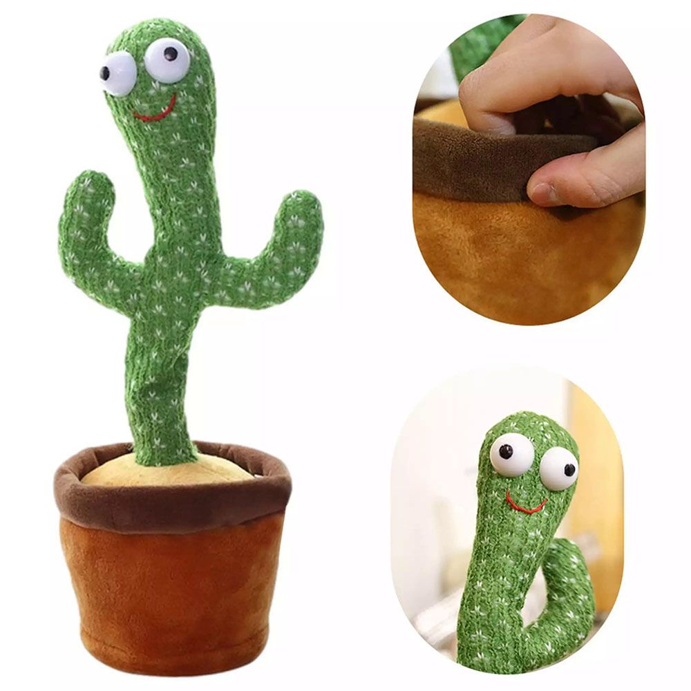 Rechargeable Dancing Cactus Talking Toy Rechargeable | Singing Plush Cactus, Voice Recording, Repeats What You Say, Music & Dancing Toy for Kids