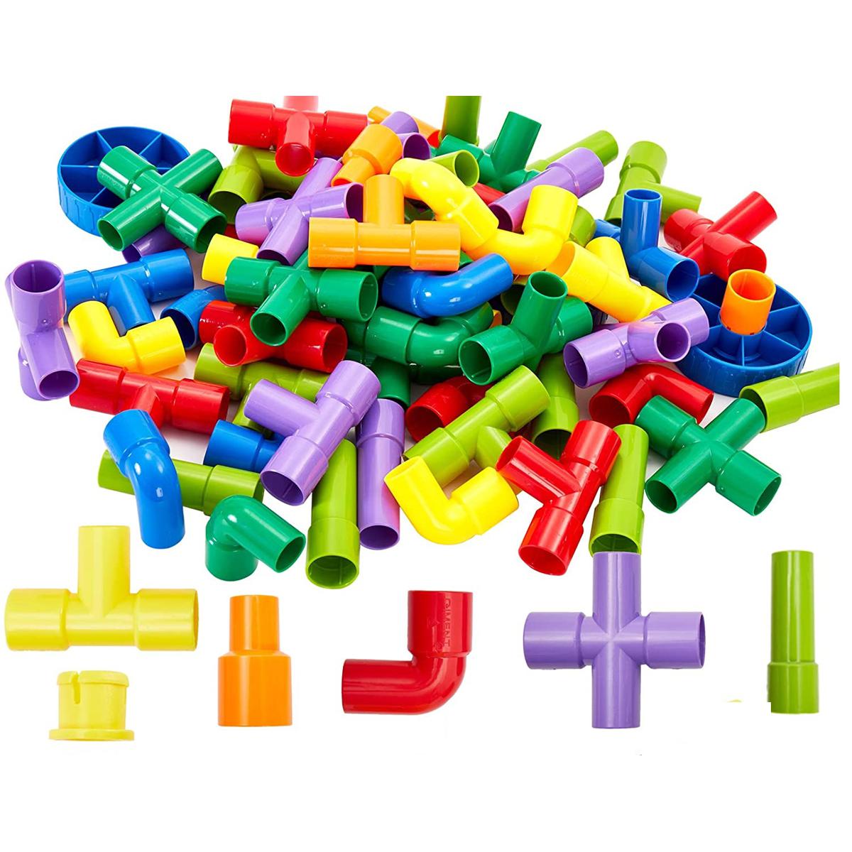 STEM Building Block Pipe Puzzle Blocks Multicolor Creative Puzzle Construction Educational Play and Learn for Kids Building Construction Blocks Assembly Game Kids