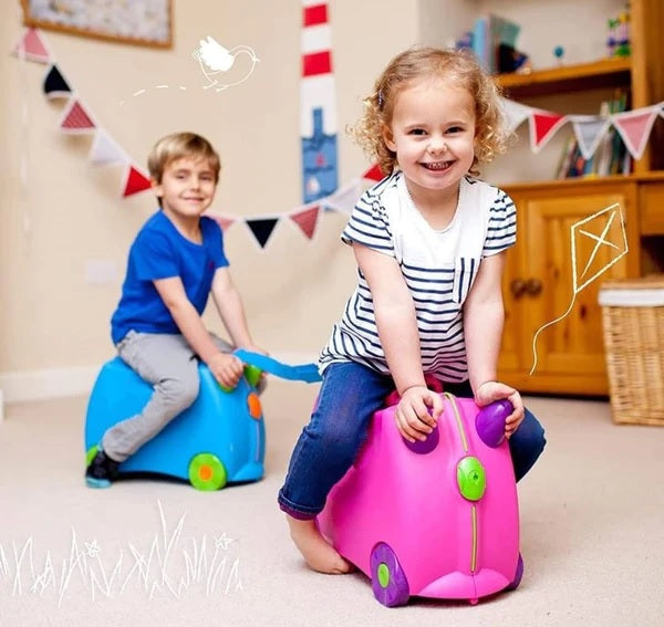 Kids Travel Trunki Suitcase Evergreen Fun Case Baby Bag School Bag Trunk Case Bag Luggage with Wheels Toy Storage All In One