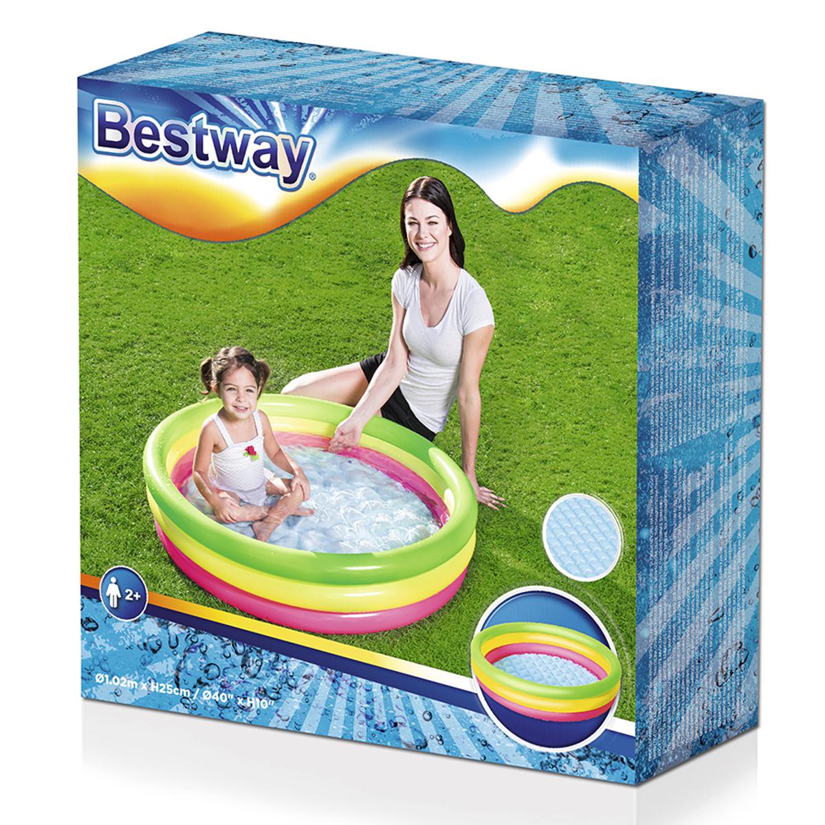 Bestway Inflatable Swimming Pool for Kids, 3 Ring Thickened Portable Kiddie Pool for Babies & Children, Outdoor Water Play Pool