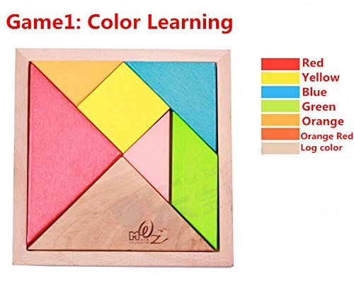 Wooden Tangram Puzzle Intelligent Blocks for Kids Tangram Shape Puzzle 7 Colors Tangram Jigsaw Puzzle