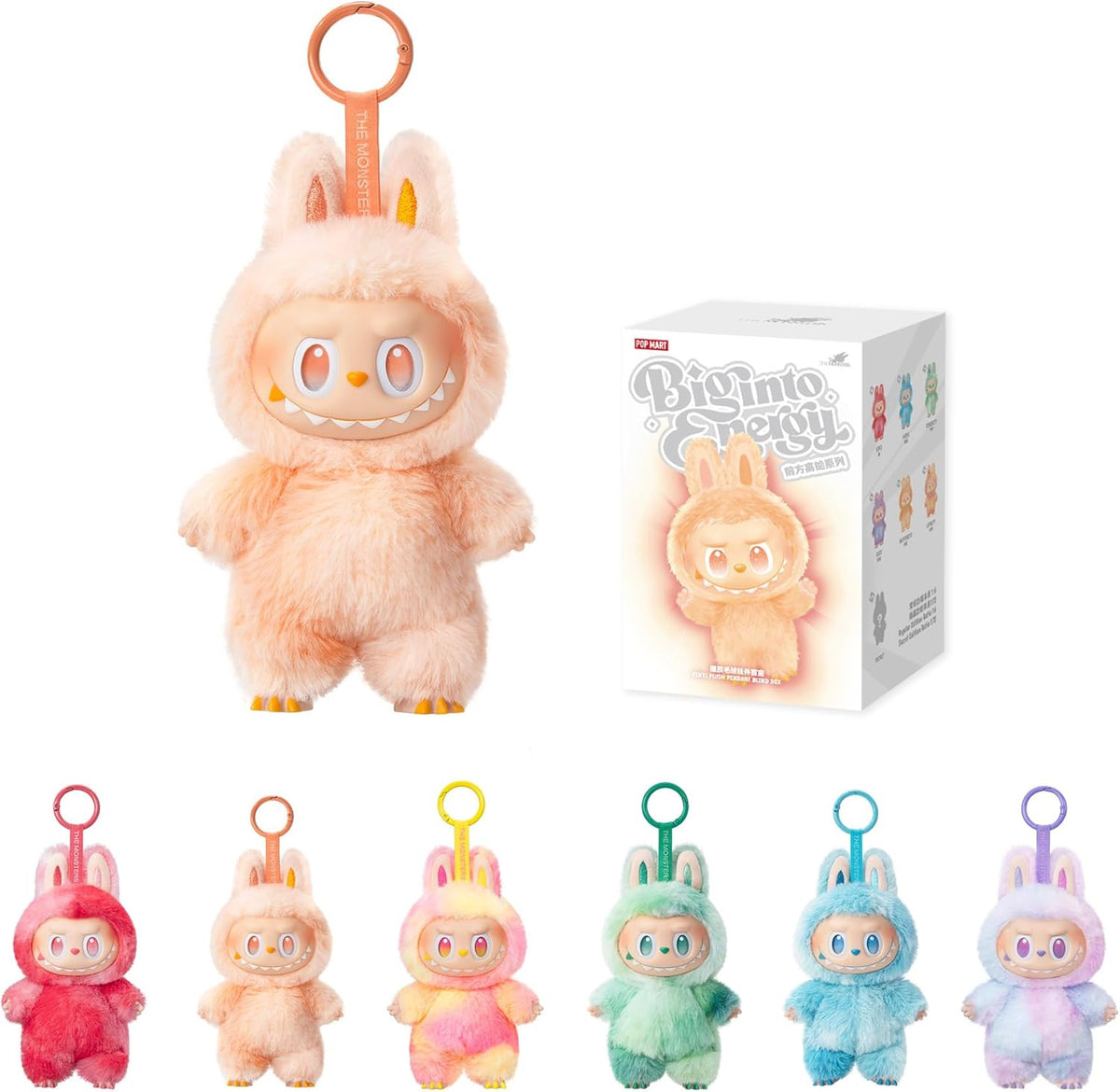 Labubu Original Pop Mart Labubu Doll Blind Box Plush Toy Binginto Energy Series Cute Soft Bunny Doll with Keychain for Kids Girls Boys Colorful Fluffy Labubu Character Key Ring Random Color