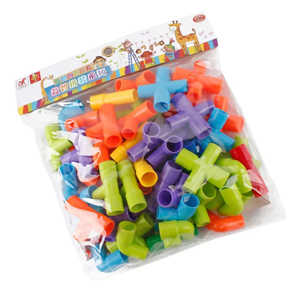 STEM Building Block Pipe Puzzle Blocks Multicolor Creative Puzzle Construction Educational Play and Learn for Kids Building Construction Blocks Assembly Game Kids