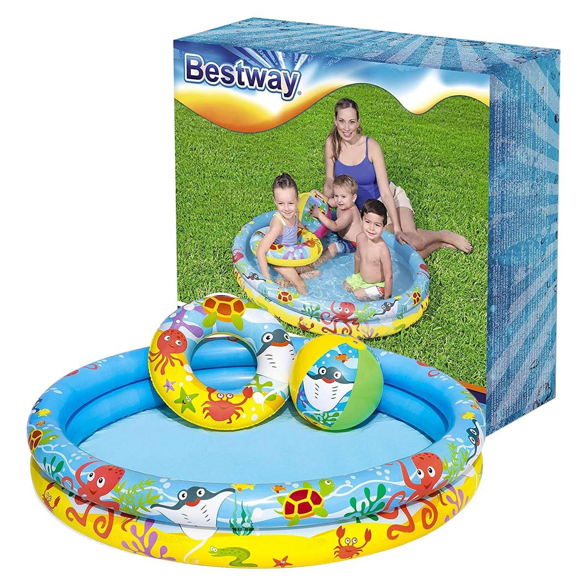 Bestway Play Swimming Pool 4 Feet with Swim Ring and Ball For 3-6 Years Kids