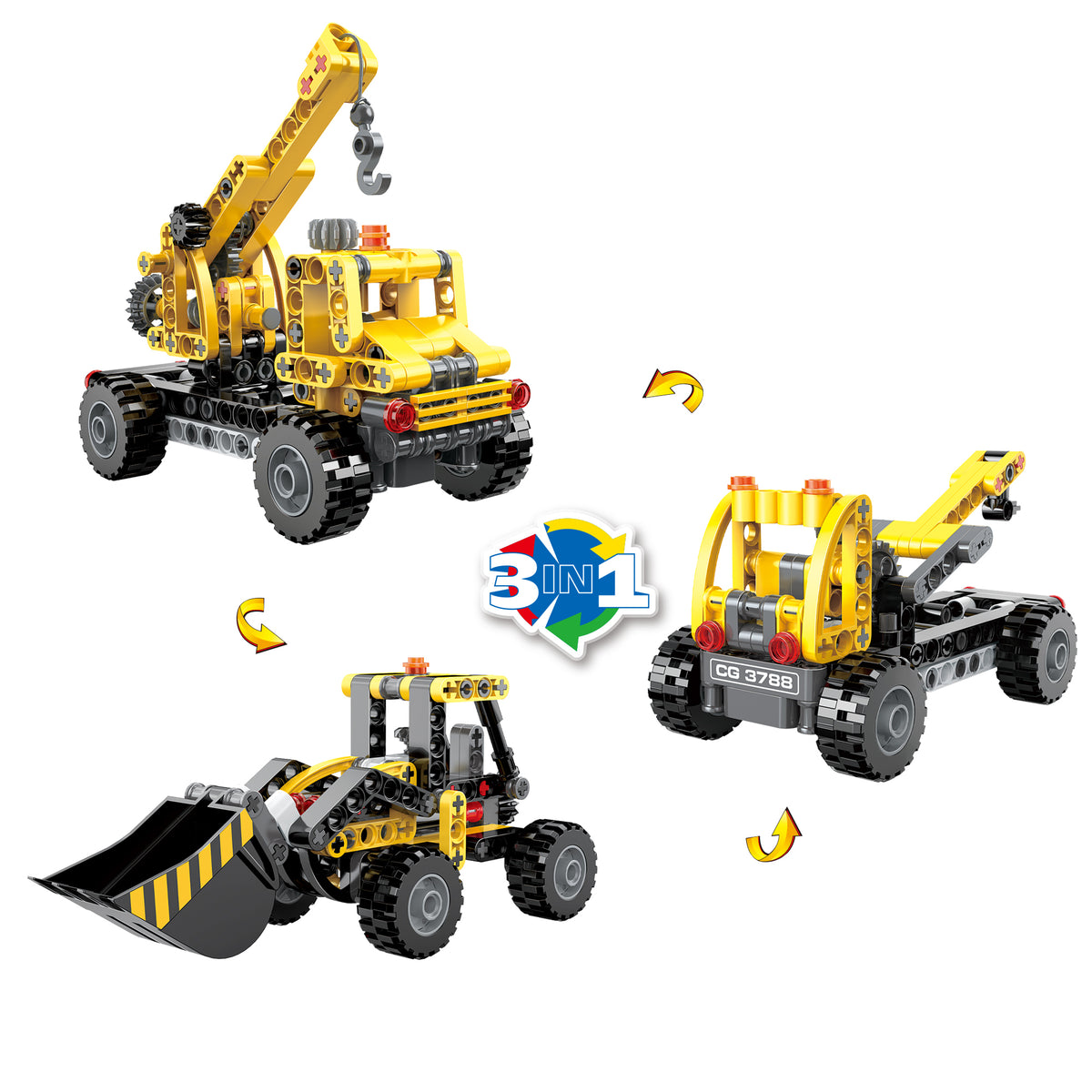 Lego Engineer Construction Vehicle Building Blocks Set Crane, Bulldozer & Loader Toy for Kids Educational STEM Blocks