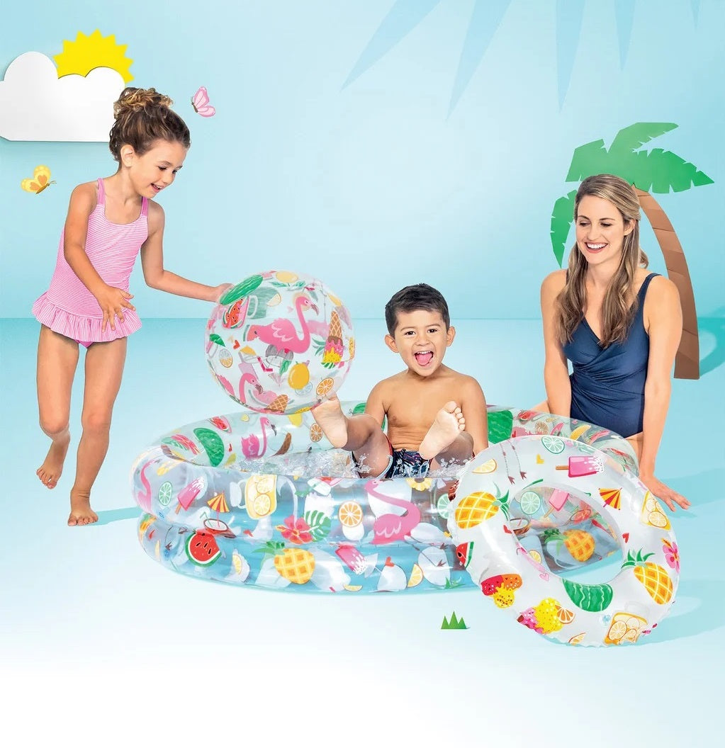 Intex Play Swimming Pool 4 Feet with Swim Ring and Ball For 3-6 Years Kids