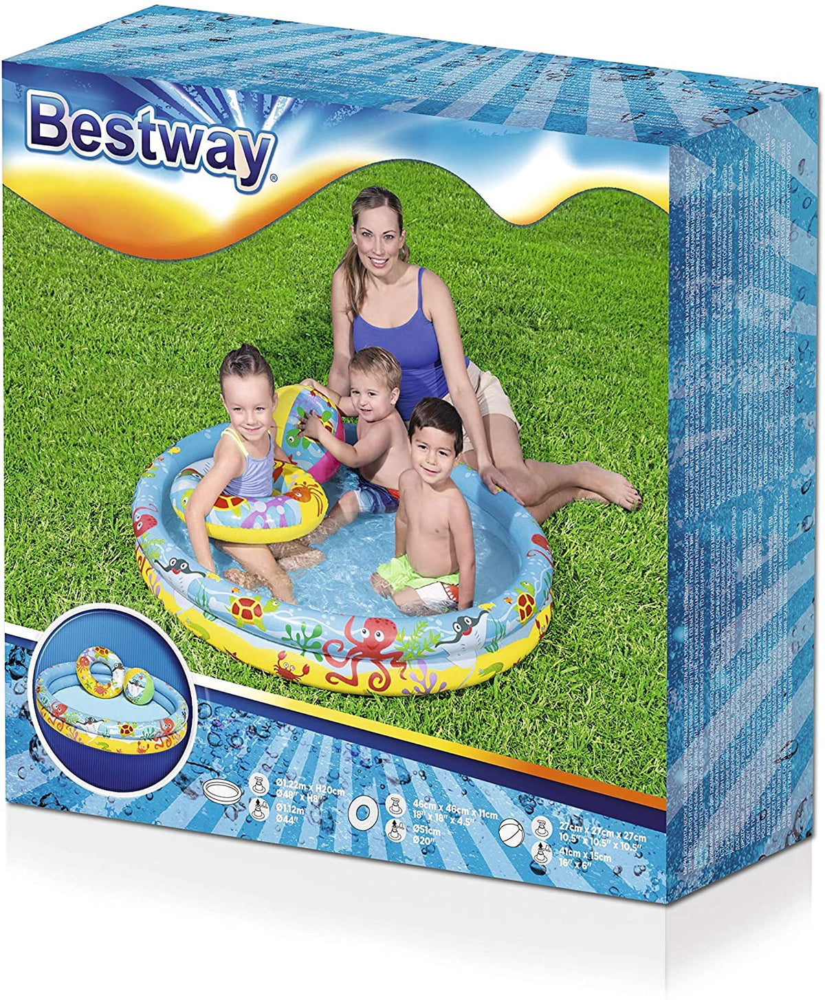 Bestway Play Swimming Pool 4 Feet with Swim Ring and Ball For 3-6 Years Kids