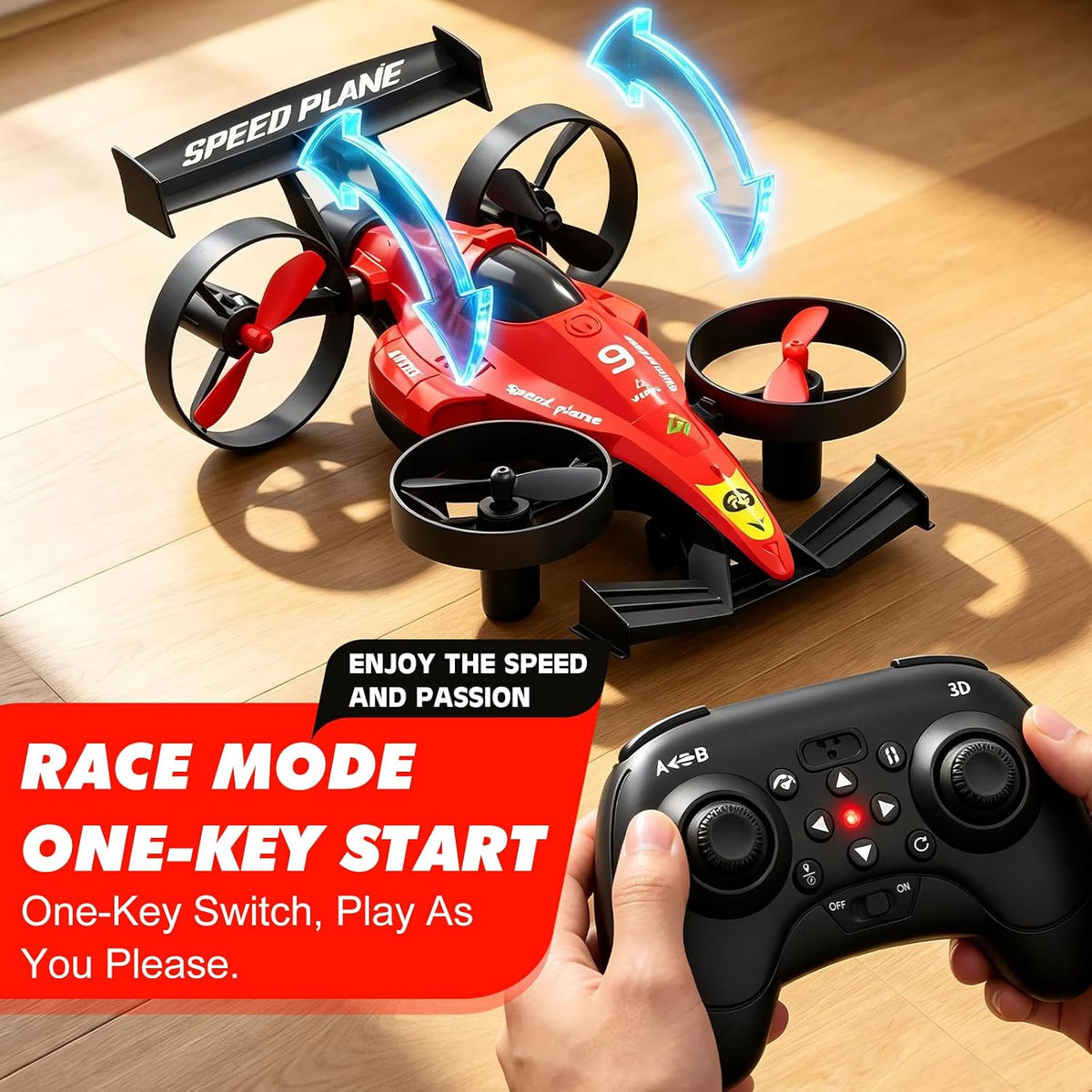 2in1 RC Flying Car for Kids Ages 6-12, Land And Air Modes Features 360°Flips, Altitude Hold, LED Lights, Indoor Outdoor Play, for Boys Girls 8-14 Year Olds
