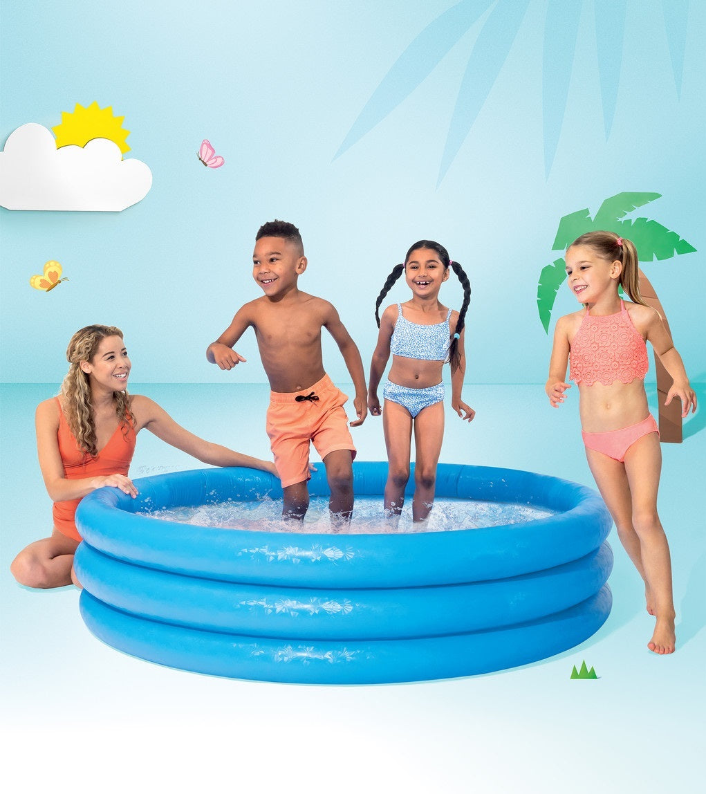 Swimming Pool For Kids Large Size 58"x13" and 45"x10" Crystal Blue Pool kids inflatable Bathtub 3 Ring Pool Bath Tub For Children