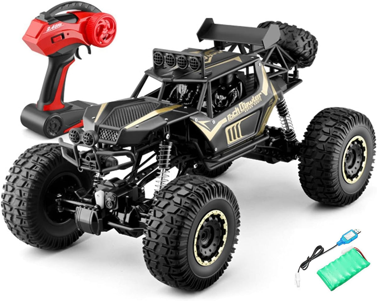 Large Rock Crawler Electric RC Vehicles Alloyed R-C Car Remote Control Toy Cars Controlled Drive Off-Road Toys Off-Road Truck 4 Wheels Drive SUV Buggy Car 1:16 Scale RC Climbing High Speed Car for Boys Kids