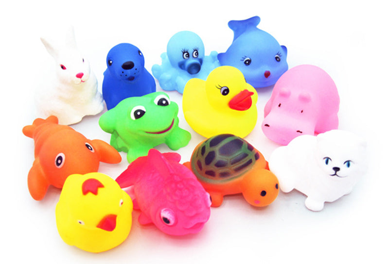 Chuchu Baby Bath Toys Bulk Infant Bath Toys Water Float Squeak Rubber Animal Toys Bathtub Pool Toys for Toddlers Kids Bath Time Shower Party
