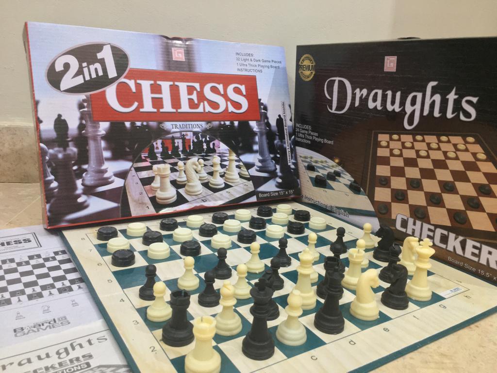 2in1 Chess & Checkers Board Game Heavy Laminated Board Draughts And Chess Board Game