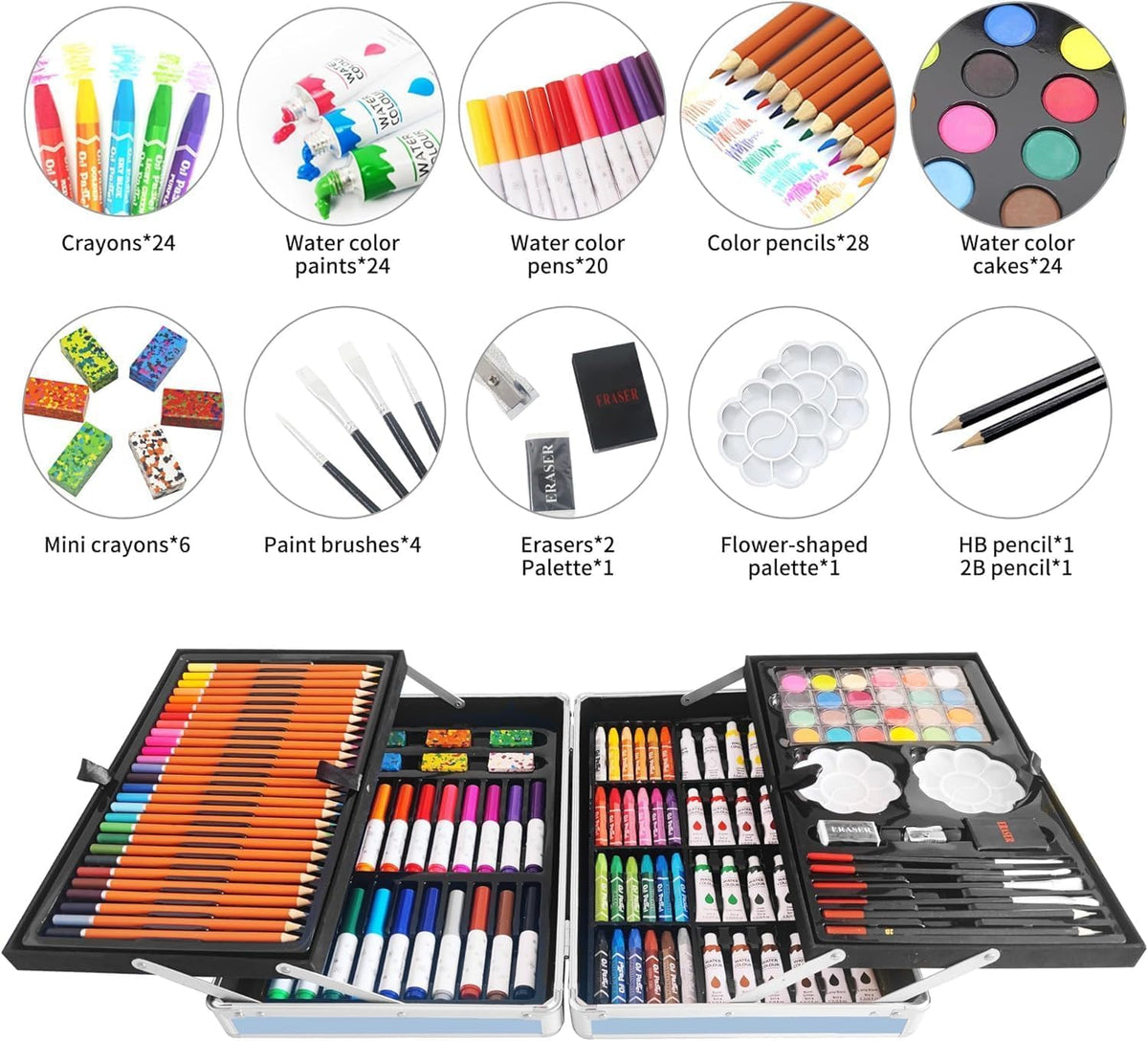 Color Kit Art Set Color Box Set For Kids Colors Box Color Pencil ,Crayons , Water Color, Sketch Pens Set of 46 Pieces for Boys and Girls kids Painting School Kit