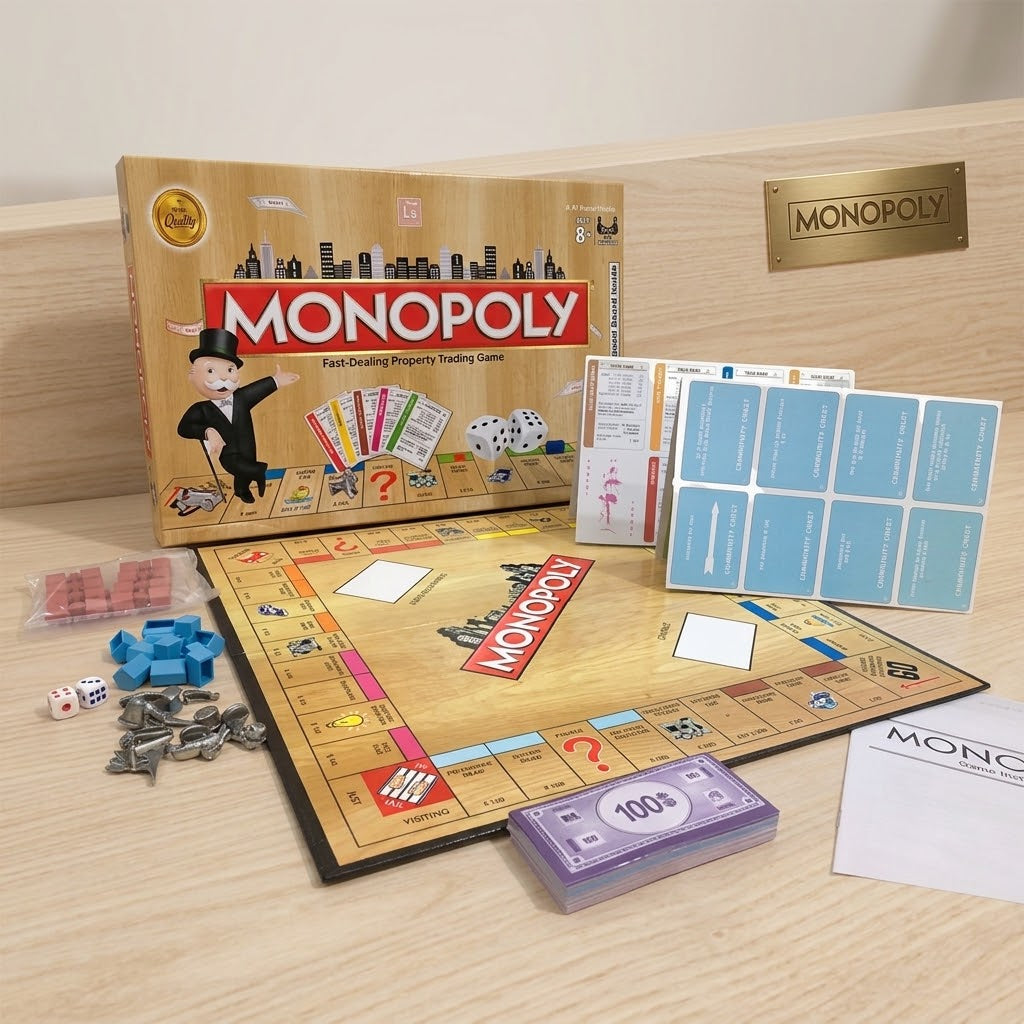 16x16 Inches Original Monopoly Board Game Set Hard Laminated Board Premium Quality For Adult And Kids