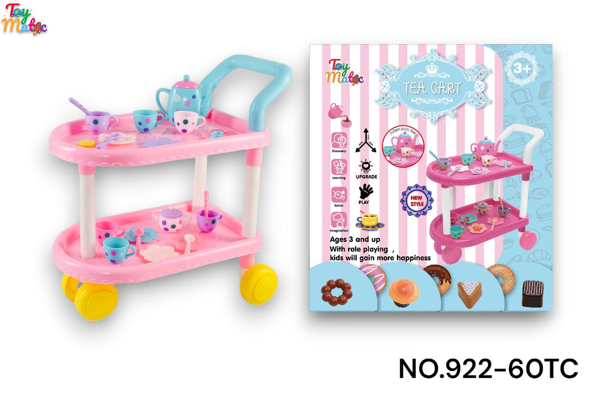 My Little Trolley Tea Cart Set And Kitchen Trolley Cart Pretend Tea Party Kitchen Play Set For Kids Boys And Girls