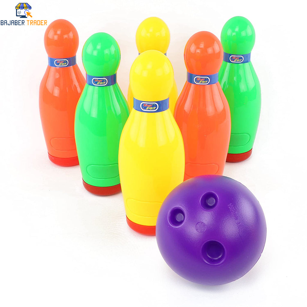 Toy Bowling Set For Kids  Toddlers 08 Pieces Includes 06 Pins 02 Balls Educational Early Learning Colorful Active Play Sport Game