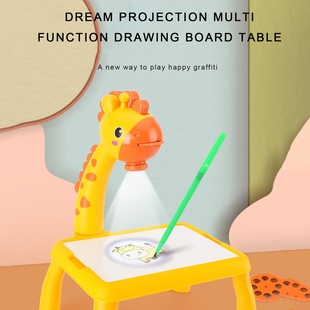 Children Painting Projection Drawing Board LED Projector Drawing Table Toys Kids Projector Painting Board Desk Projection Painting Toy Graffiti Early Education Writing Board Household Erasable Toys