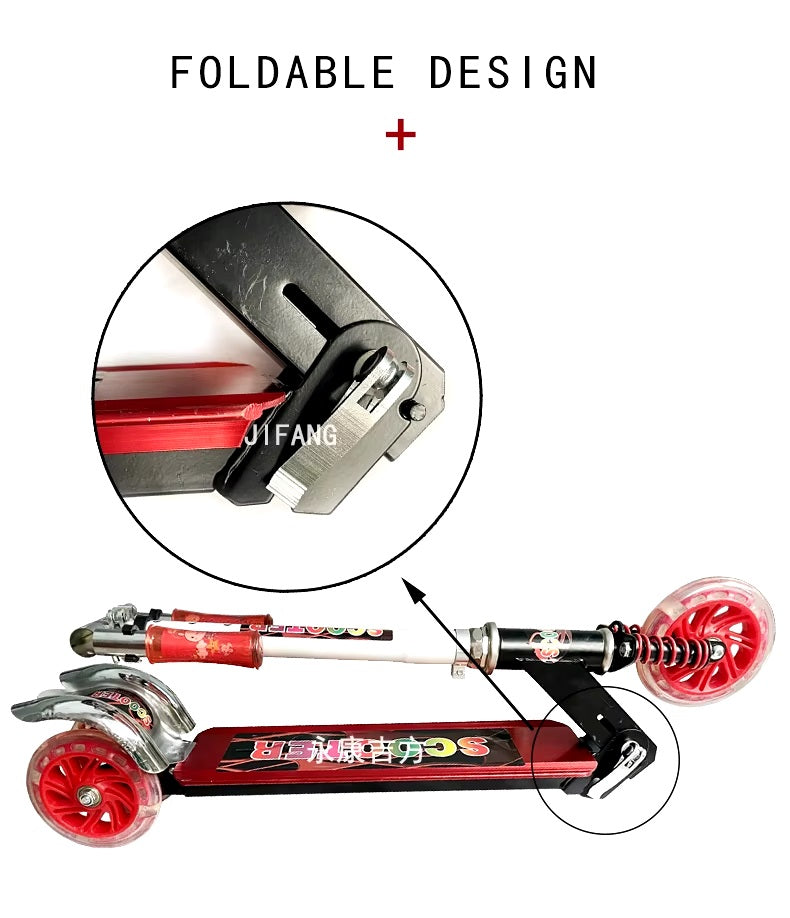 Large Scooty For Kids With Lights Aluminum Metal Foldable Adjustable 3 Wheel Kick Scooter High Quality Aluminum Scooty For Boys And Girl