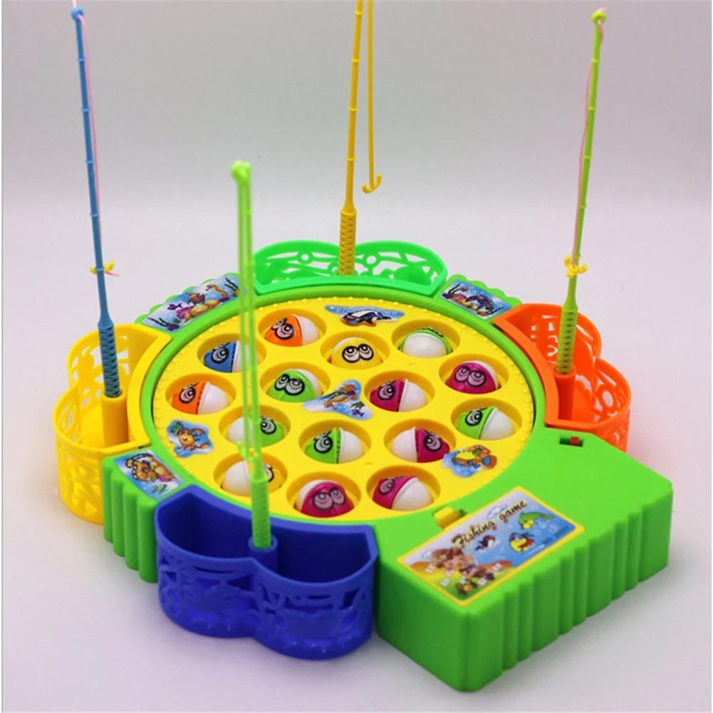 Fishing Game Toy Set with Rotating Board with Music Toys, Fish Game Toy with 15 Pcs  24 Pcs  45 Pcs Fishing Rods Toy Musical Montessori Educational Learning Toys for Boys Girls Children Toddlers