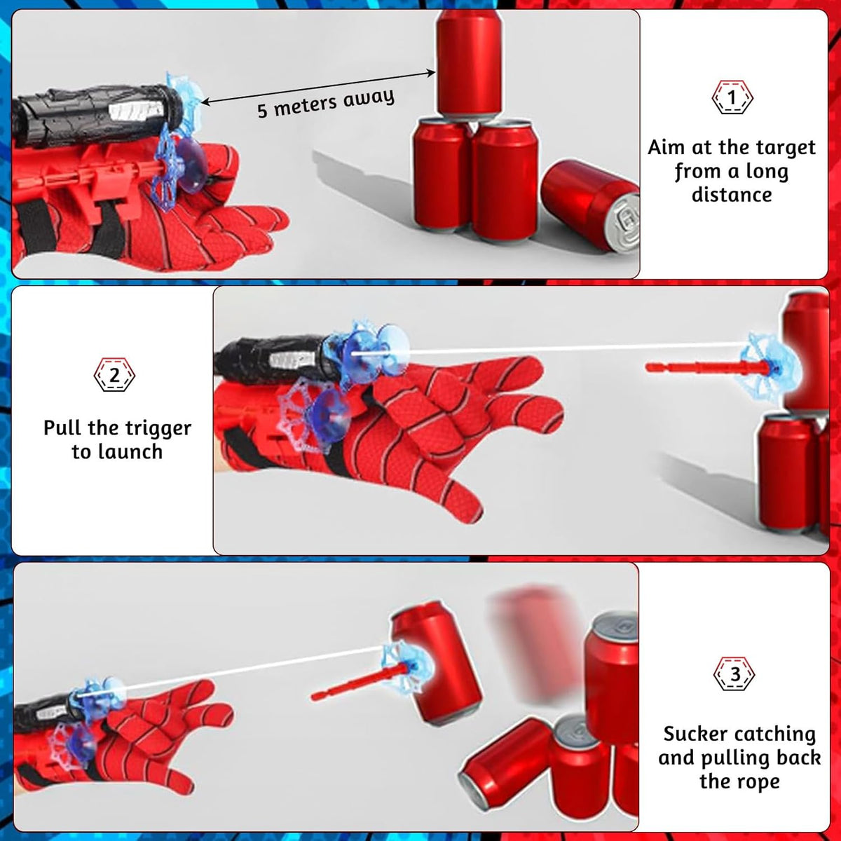 Spiderman Web Toy For Kids Spiderman Launcher Gloves Wrist Spider Web Shooting Game Kids Spiderman Hero Gloves, Spiderman Web, Wrist Toy Set