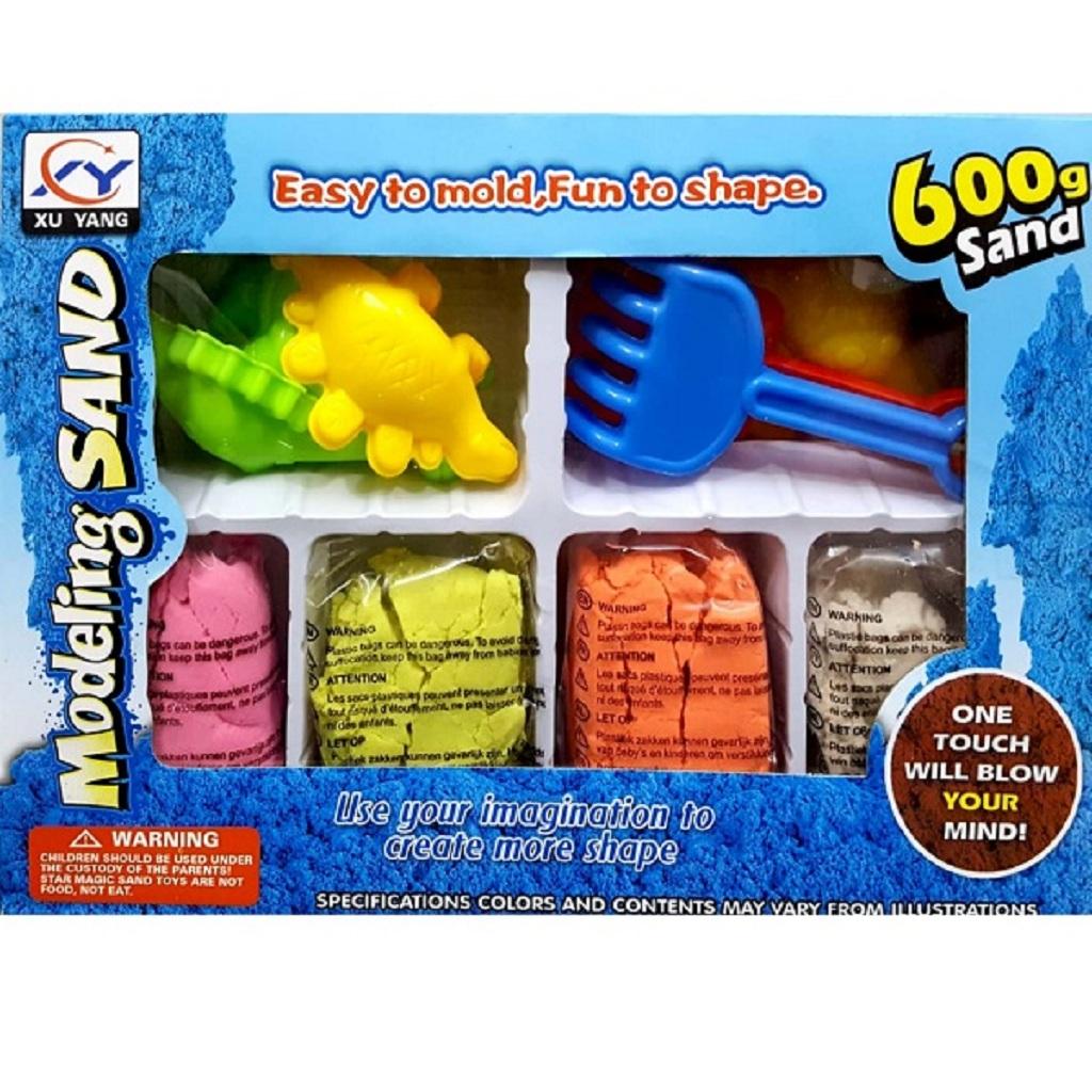 Pack of 4 Kinetic Sand with 4pcs Moulds/shapes 450g Different Colors Modeling Sand Play Set For Kids