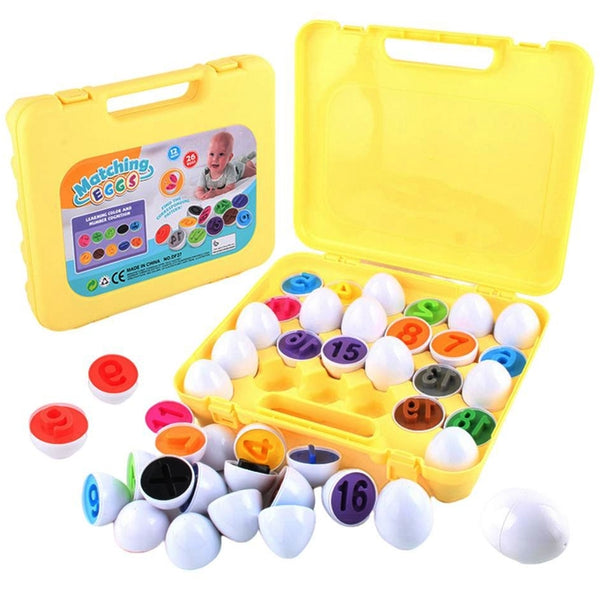12 Eggs Shape Sorting & Color Recognition Toy for Toddlers Kids Montessori Education Preschool Game Easter Eggs Toy for Children
