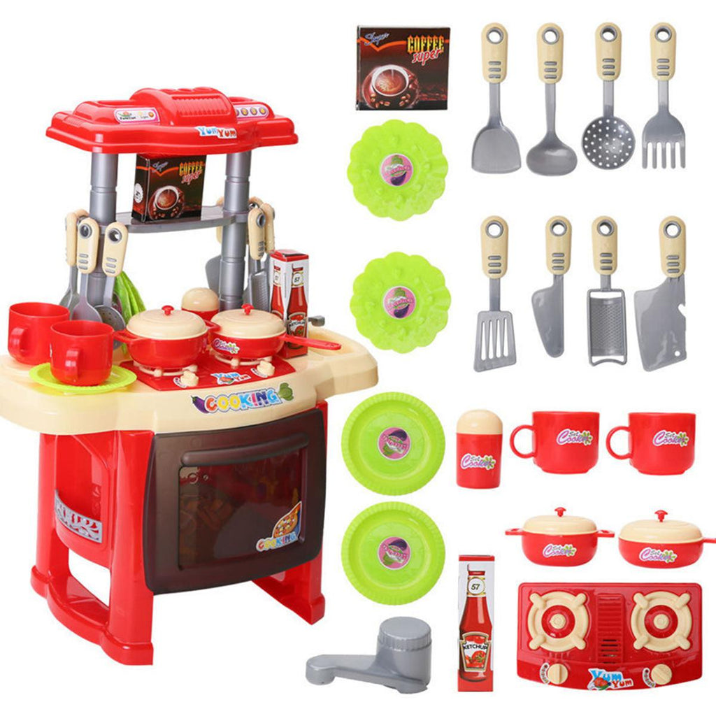 35Pcs Kitchen Set Toys For Kids  Pretend Play Cooking Set  Sound & Light Effects Toys For Girls