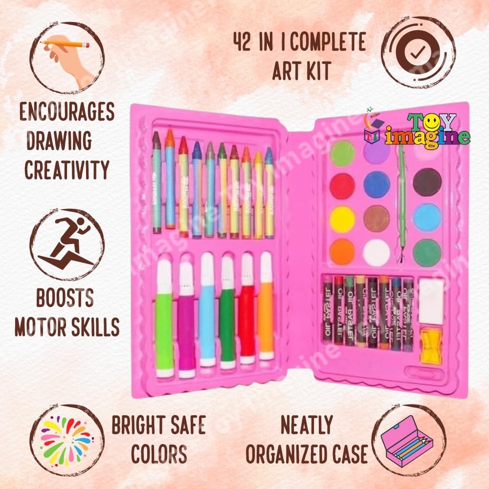 Color Kit Art Set Color Box Set For Kids Colors Box Color Pencil ,Crayons , Water Color, Sketch Pens Set of 46 Pieces for Boys and Girls kids Painting School Kit