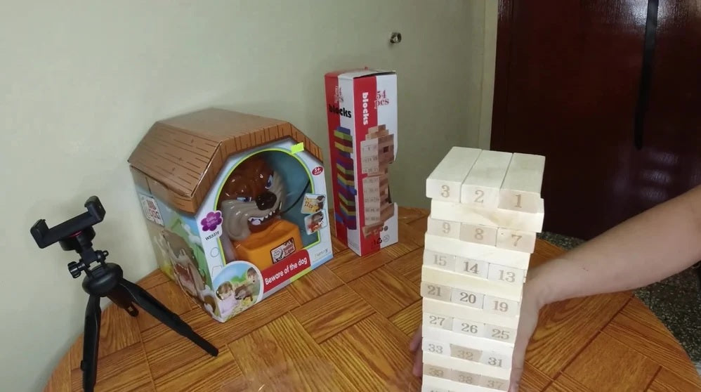 54pcs Jenga Number Wooden Stacking Tower Game for Kids & Adults Stack High Wooden Game With 4 Dice
