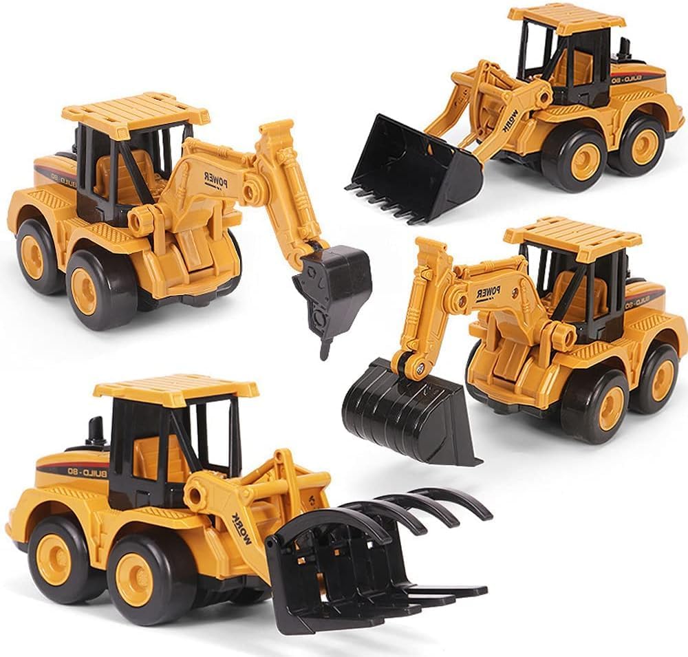 4pcs Construction Engineering Car Toy, STEM Sand Toys for Toddlers Age 3-5 Years, Building Sandbox Toys Truck, Birthday Gifts for Boys 2-6 Years Old