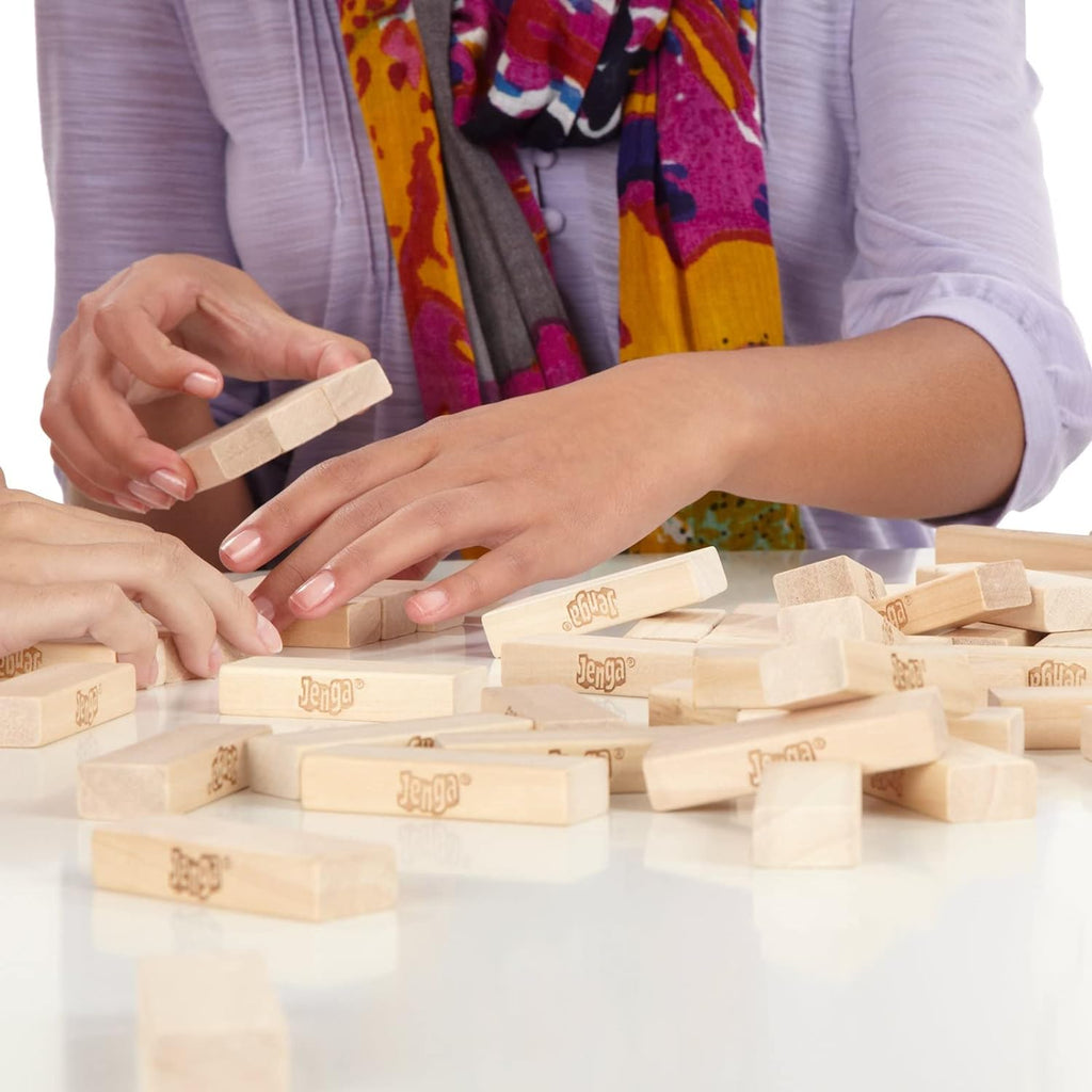 Classic Jenga Wooden Stacking Tower Board Game for Kids & Adults Genuine Hardwood Blocks, Stacking Tower Game for 1 or More Players