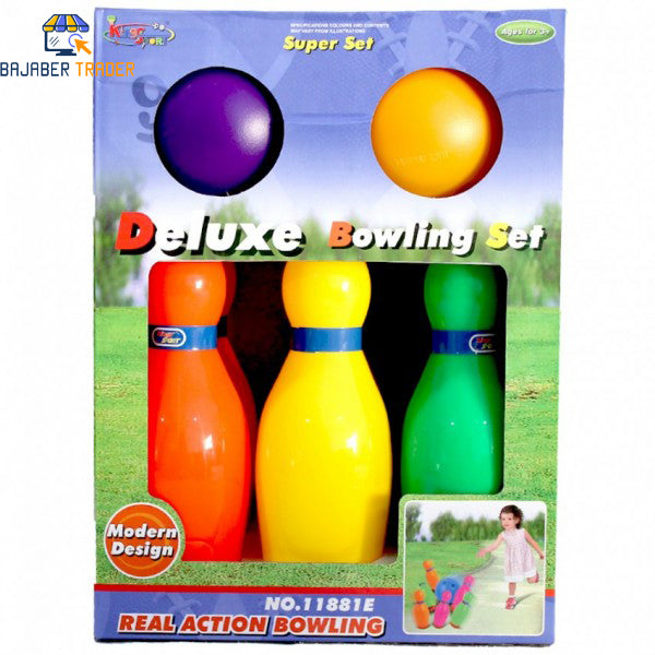 Toy Bowling Set For Kids  Toddlers 08 Pieces Includes 06 Pins 02 Balls Educational Early Learning Colorful Active Play Sport Game