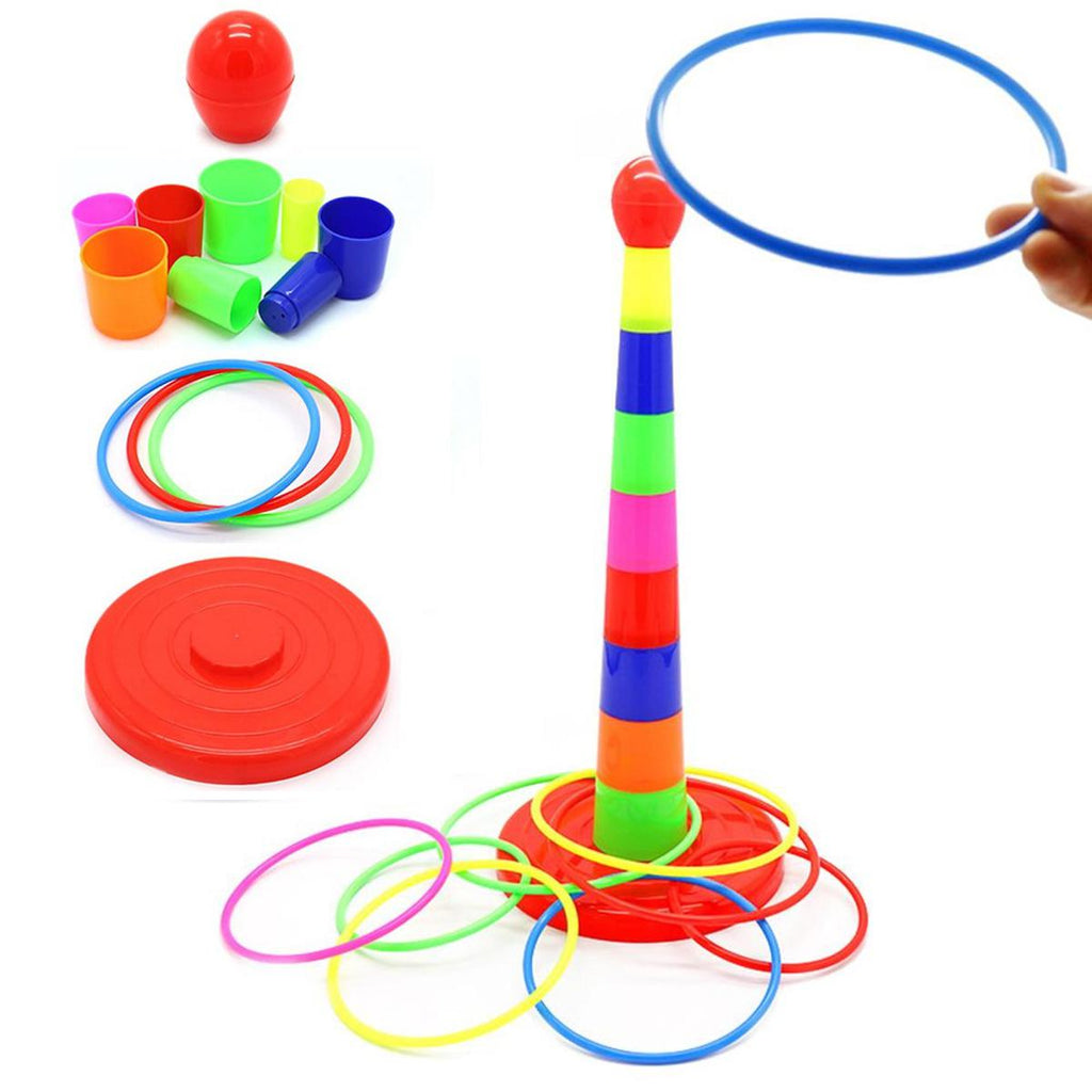 Ring Toss Game With 18 inch Stand Floatable Rings Multicolored Durable Plastic Rings Competitive Tossing Game for Kids and Adults