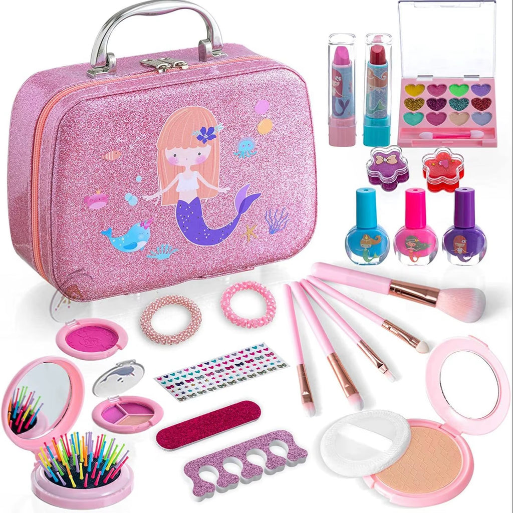 Kids Real Makeup Skin Friendly Cosmetic Fashion Beauty Set Pretend Play Toy Cosmetic Kit For Girls