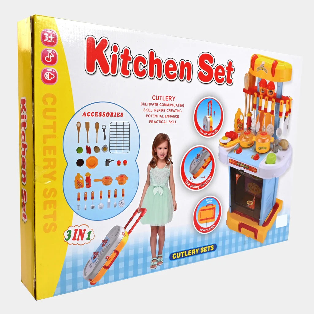 Large Kitchen Set For Kids Girls Kitchen Toys Set with Sound Lights Effect Pretend Play Cooking Set Toys For Girls