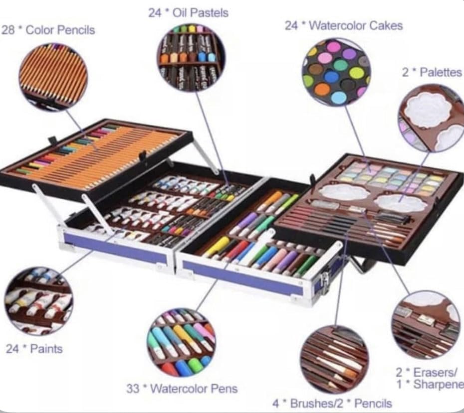 Color Kit Art Set Color Box Set For Kids Colors Box Color Pencil ,Crayons , Water Color, Sketch Pens Set of 46 Pieces for Boys and Girls kids Painting School Kit