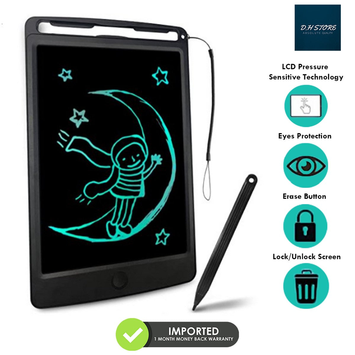LCD Writing Tablet 8.5 Inch Multicolor Digital Drawing Pad – Electronic Erasable Writing Board, Reusable LCD Writing Pad for Kids, Educational Learning Toy for Writing, Doodling & Drawing