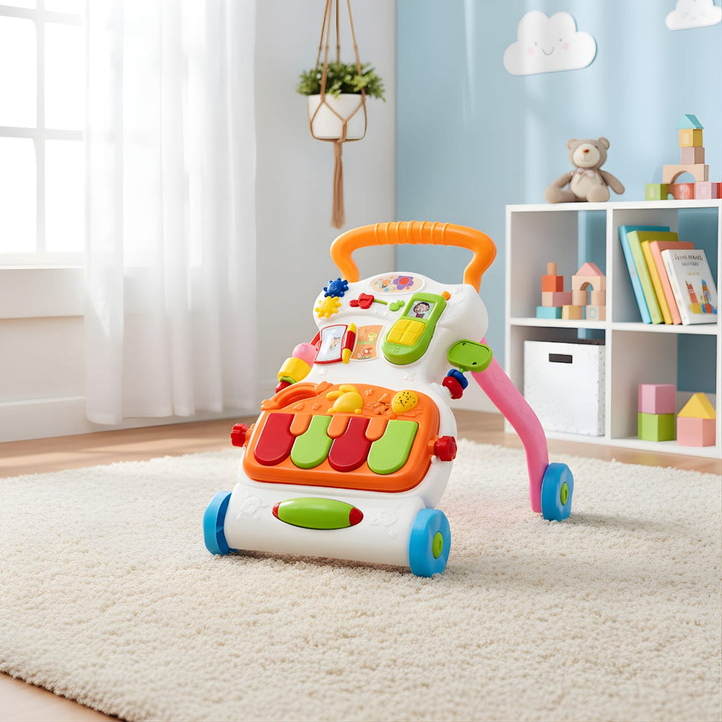 Baby Walker Trolley - Multi-Function Baby Sit to Stand Walkers - Baby Early Learning Exercises Body - Develop Walking Skills Walker with Music