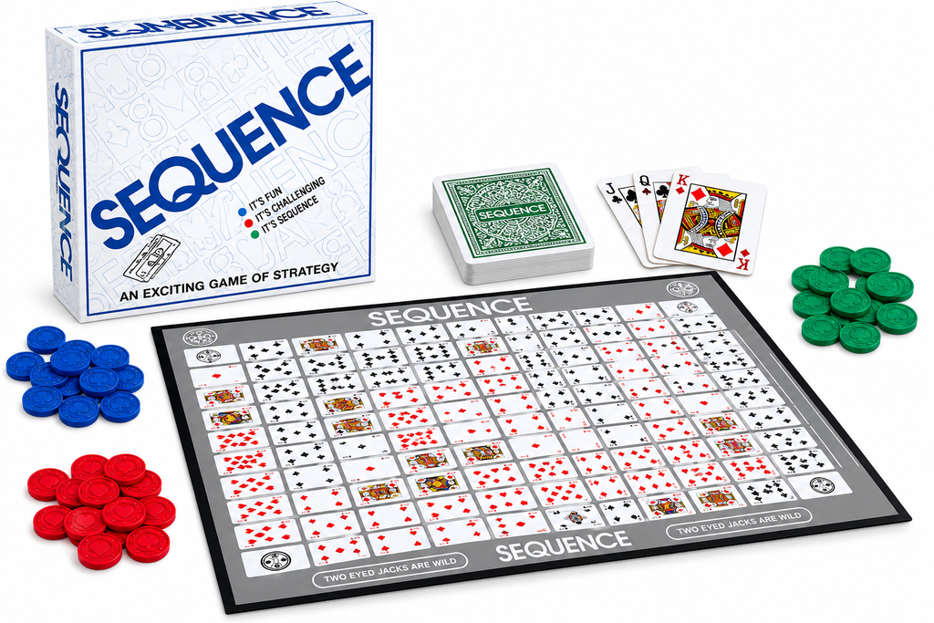 Sequence Strategy Board Game (Jumbo Size) 26.5x20.5 inch (Medium Size) 20.5"x15.5" inch Made in Pakistan