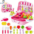 Kitchen Cooking Set For Kids Pretend Play Set Suitcase Portable Toys (25PCS)