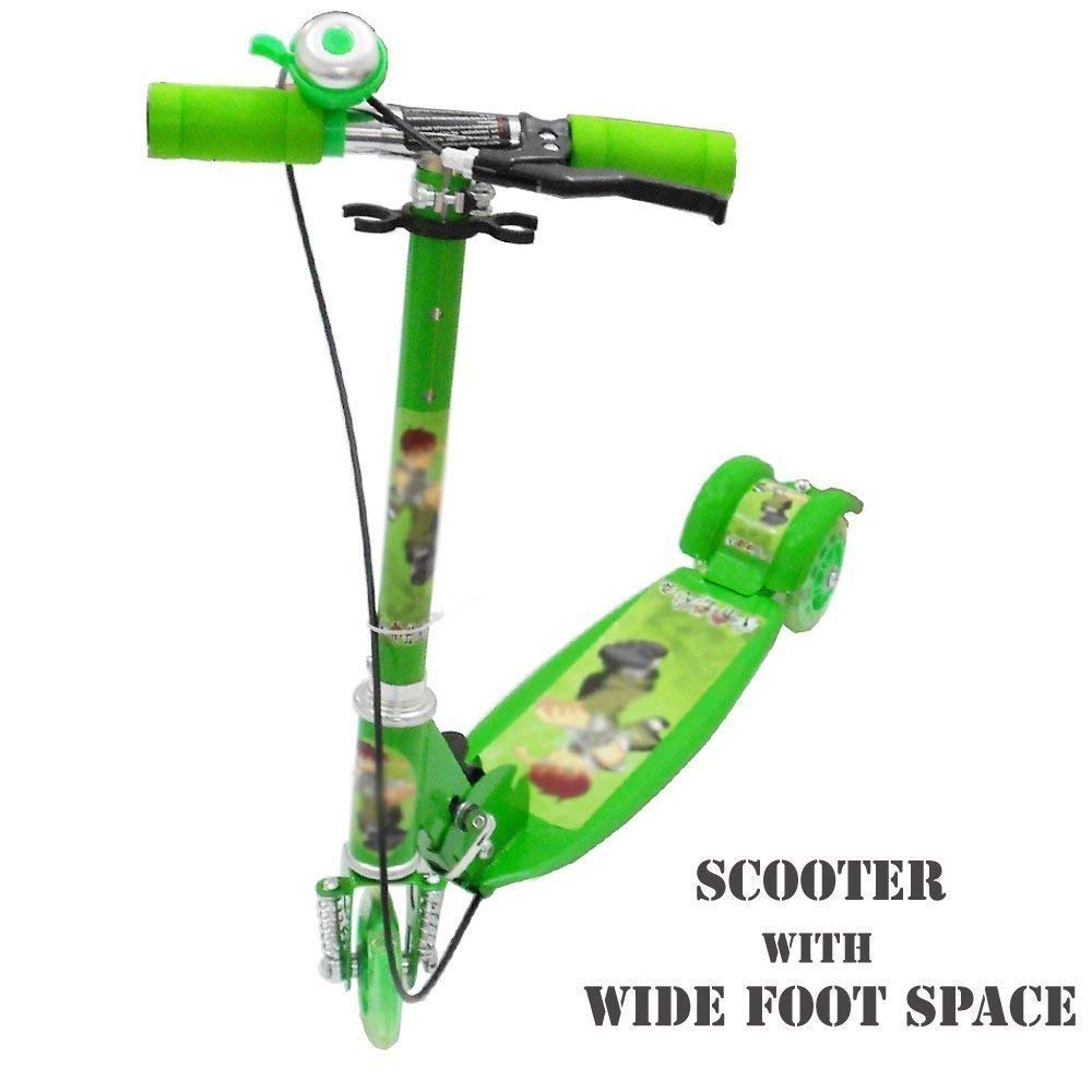 Scooty For Kids Wide Deck Heavy Weight Metal Body Adjustable 3 Wheel Kick Scooter Gifts For Toddlers Children Boys Girls