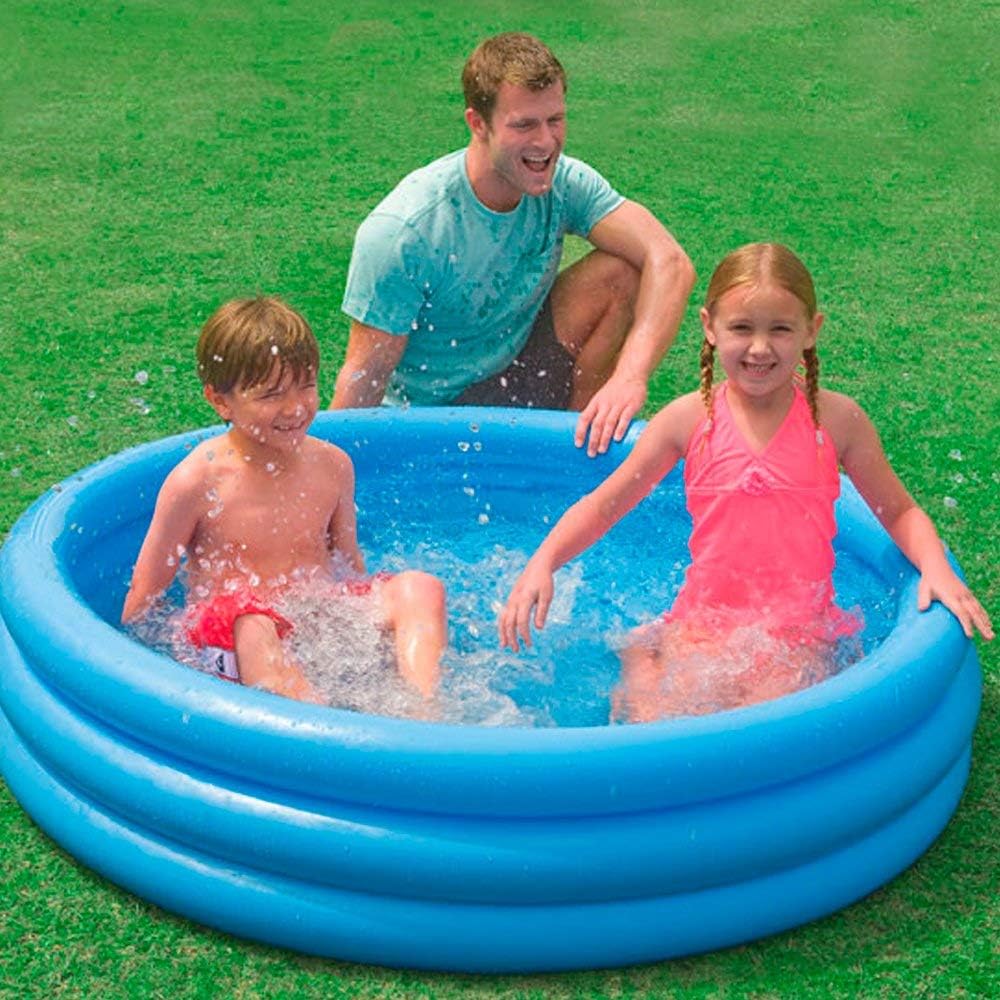 Swimming Pool For Kids Large Size 58"x13" and 45"x10" Crystal Blue Pool kids inflatable Bathtub 3 Ring Pool Bath Tub For Children
